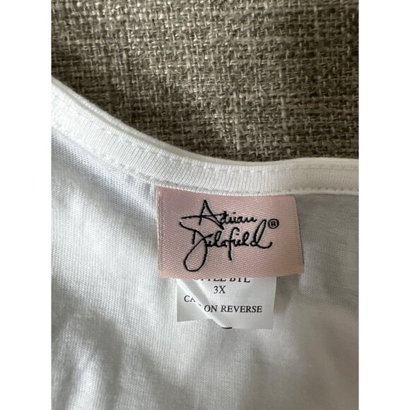 Adrian Delafield Womens Plus Size 3X White Tunic Top Loose Fit Cotton Blend - Picture 3 of 8